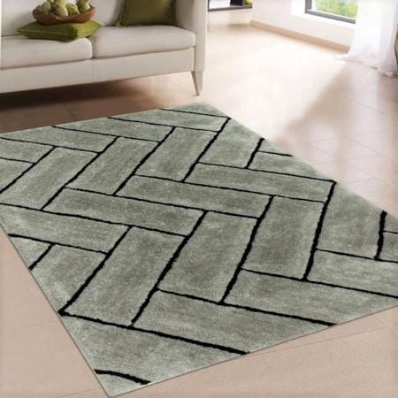 Modern Sliver Geometric Hall Mat